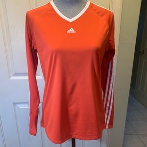 Longsleeved Adidas orange with white stripes on arms sample top size medium